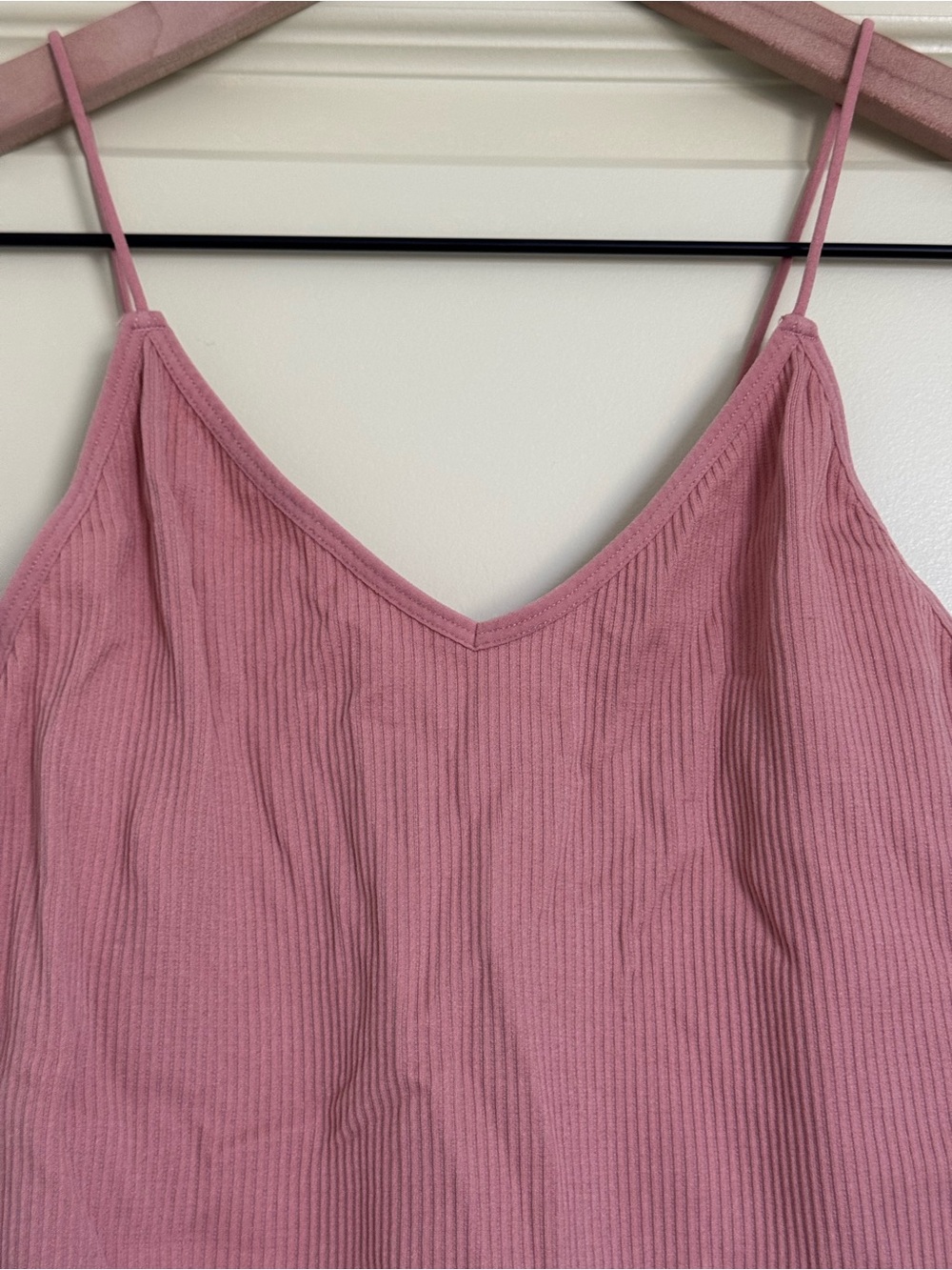Colsie Ribbed Spaghetti Strap Bodysuit - Dusty Rose - Picture 2 of 3